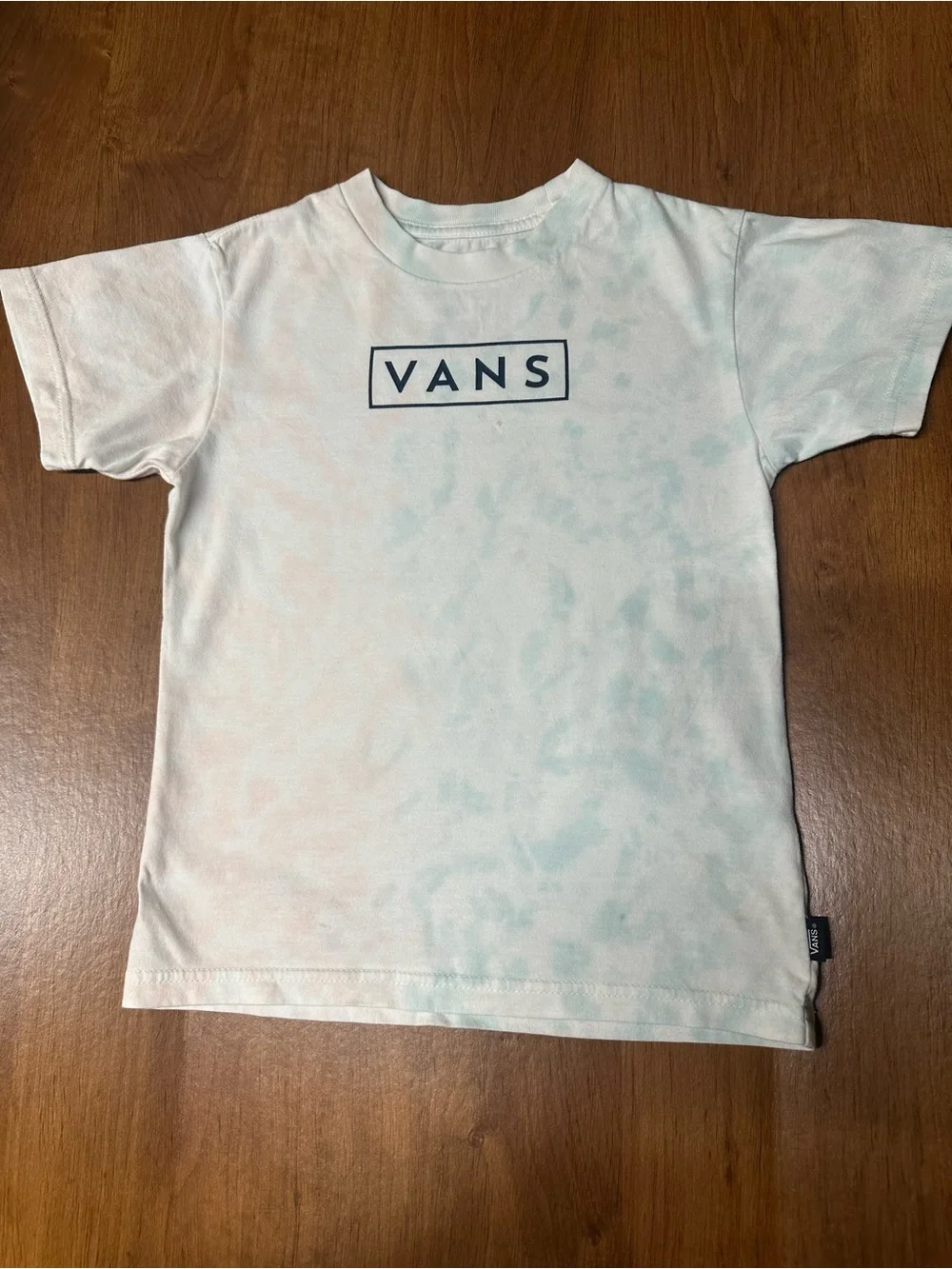 2 Vans Kids Navy & Teal Striped Tee with White Tie-Dye Logo Shirt